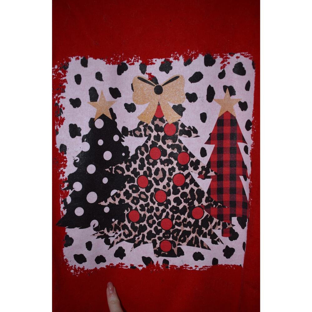 JustHoodsUSA Red Graphic Christmas Tree Sweatshirt Size XL - Picture 4 of 4